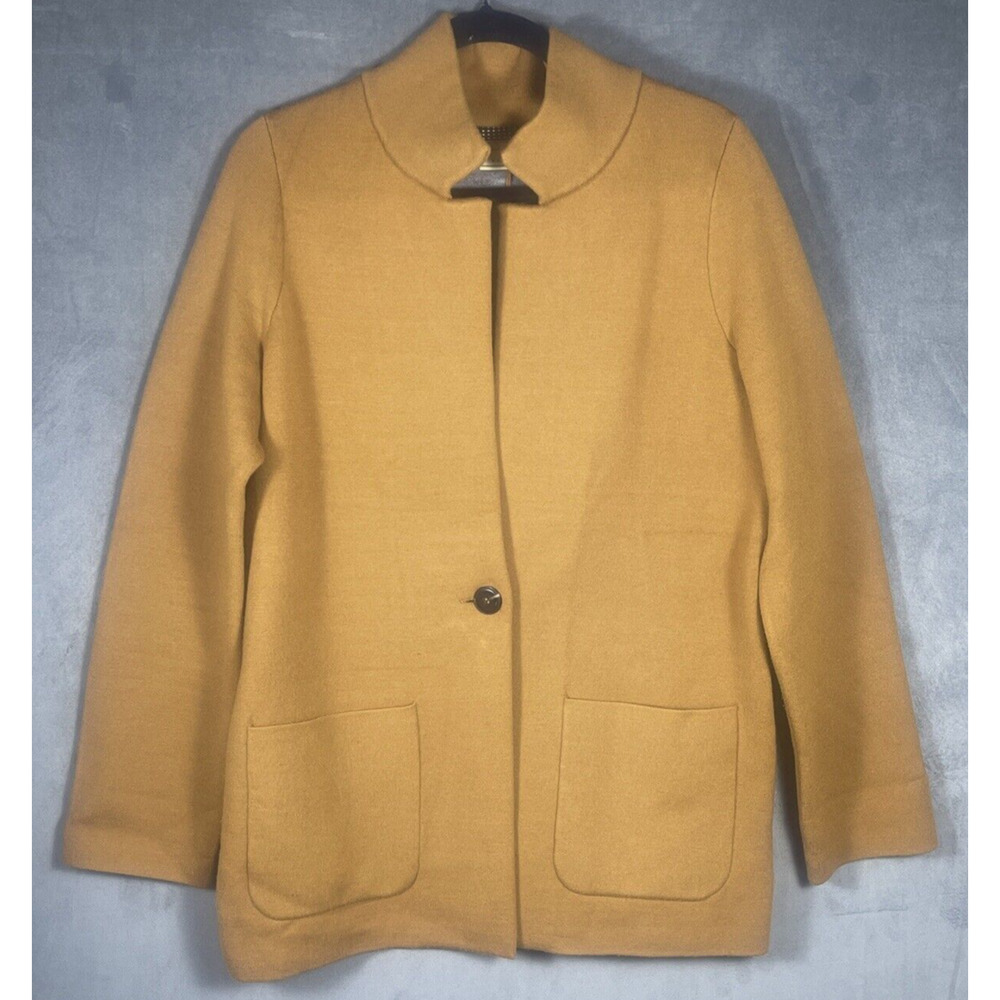Moulinette S. Anthropologie Rayon Blend Knit Coat Jacket Yellow Tan Sz Medium